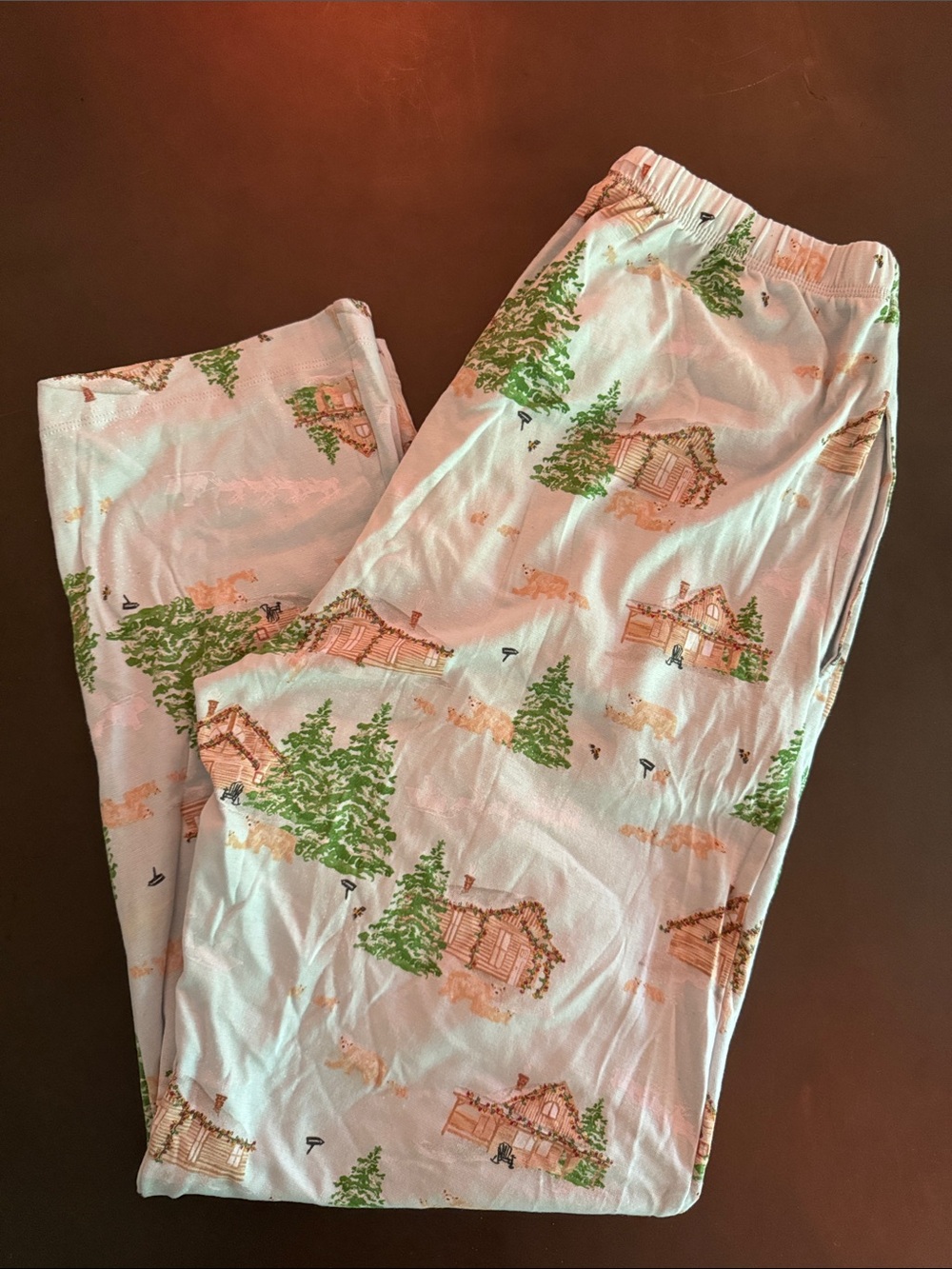 Cozy Cabin Print Men’s Pajama Pants - Green & Brown